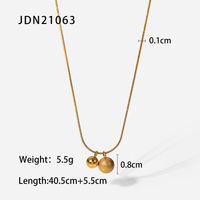 Fashion Stainless Steel 18k Gold Plated Frosted Round Glossy Ball Pendant Necklace sku image 1