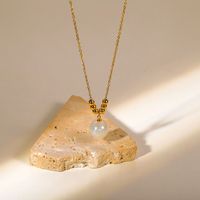 Einfache Edelstahl 18k Gold Überzogen Perle Perle Halskette main image 1