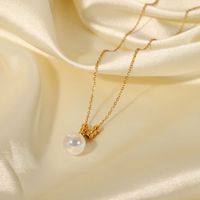 Simple Stainless Steel 18k Gold Plated Bead Pearl Necklace main image 4