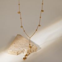 Neue 18k Gold Überzogene Edelstahl Runde Perlen Quaste Halskette main image 1