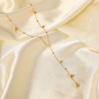 New 18k Gold Plated Stainless Steel Round Beads Tassel Necklace main image 6