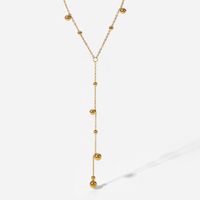 Neue 18k Gold Überzogene Edelstahl Runde Perlen Quaste Halskette main image 4