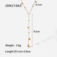 New 18k Gold Plated Stainless Steel Round Beads Tassel Necklace sku image 1