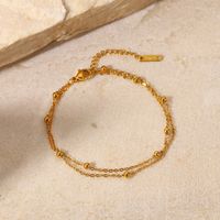Einfache Edelstahl 18k Gold Überzogene Bead Doppel-schicht Kette Armband main image 3