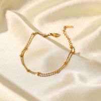 Einfache Edelstahl 18k Gold Überzogene Bead Doppel-schicht Kette Armband main image 6
