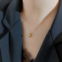 Fashion New 18k Gold Plated Stainless Steel Water Drop Pendant Necklace main image 4