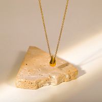 Mode Nouveau 18k Or Plaqué Acier Inoxydable Goutte D'eau Pendentif Collier main image 2