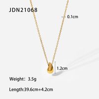 Fashion New 18k Gold Plated Stainless Steel Water Drop Pendant Necklace sku image 1