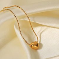 New 18k Gold Plated Heart Pendant Stainless Steel Necklace main image 5