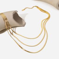 Neue 18k Gold Überzogene 3mm Schlange Kette Edelstahl Drei-schicht Halskette main image 6
