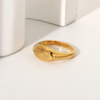 Retro 18k Gold-plated Stainless Steel Carved Portrait Oval Ring main image 4