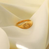 Retro 18k Gold-plated Stainless Steel Carved Portrait Oval Ring main image 6