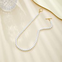 New Retro 6mm Pearl Beaded Ot Buckle Necklace Baroque Style Choker Necklace main image 6