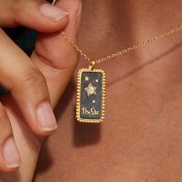 Vintage Tarot Sun Moon And Star Necklace Three-dimensional Drop Oil Plated 18k Real Gold Zircon Necklace For Women main image 4