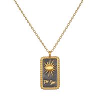 Vintage Tarot Sun Moon And Star Necklace Three-dimensional Drop Oil Plated 18k Real Gold Zircon Necklace For Women sku image 1