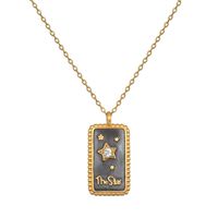 Vintage Tarot Sun Moon And Star Necklace Three-dimensional Drop Oil Plated 18k Real Gold Zircon Necklace For Women sku image 2