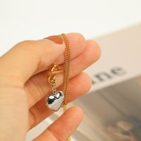 Romantic Color Matching Two-color Heart Pendant Ot Buckle Necklace Stainless Steel main image 2
