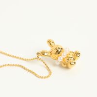 Romantic Exquisite Stainless Steel Cute Rabbit With Pearl Pendant Necklace 18k Gold main image 2