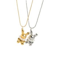 Romantic Exquisite Stainless Steel Cute Rabbit With Pearl Pendant Necklace 18k Gold main image 3