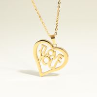 Hollow I Love You Big Stainless Steel Pendant Necklace  18k Gold Plated Jewelry main image 6