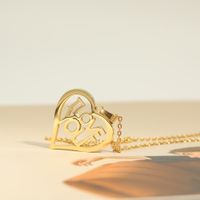Hollow I Love You Big Stainless Steel Pendant Necklace  18k Gold Plated Jewelry main image 5