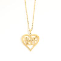 Creux Je T'aime Grand Acier Inoxydable Pendentif Collier 18k Or Plaqué Bijoux main image 3