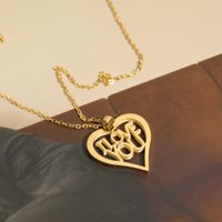 Hollow I Love You Big Stainless Steel Pendant Necklace  18k Gold Plated Jewelry main image 2