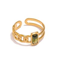 Anillo De Circonio Cuadrado De Colores De Diseño Asimétrico Chapado En Acero Inoxidable 18k Anillo De Oro Real Ornamento Al Por Mayor sku image 2