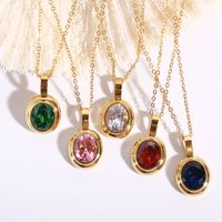 Classic Multi-color Necklace Titanium Steel Electroplated 18k Gold Colorful Gem  Women's Necklace main image 6