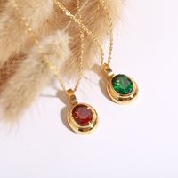 Classic Multi-color Necklace Titanium Steel Electroplated 18k Gold Colorful Gem  Women's Necklace main image 4