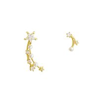 Nouveau Asymétrique Étoiles Gland Cuivre Incrusté Zircon Boucles D'oreilles main image 5