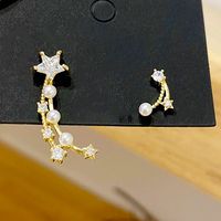 New Asymmetric Star Tassel Copper Inlaid Zircon Earrings main image 2