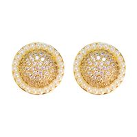 Nouveau Style Géométrique Rond Incrusté Strass Perle Stud Boucles D'oreilles main image 5