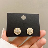 Nouveau Style Géométrique Rond Incrusté Strass Perle Stud Boucles D'oreilles main image 2