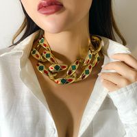 Simple Style Colorful Oil Dripping Geometric Buckle Inlaid Color Resin Metal Necklace main image 1