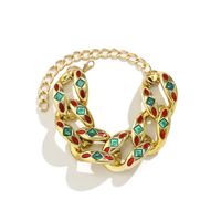Simple Style Colorful Oil Dripping Geometric Buckle Inlaid Color Resin Metal Necklace main image 2