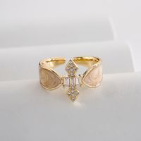 Nuevo Estilo Cobre Chapado 18k Oro Micro Incrustaciones Zirconia Goteo Aceite Geométrico Abierto Anillo main image 3