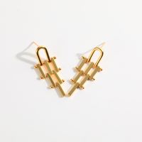 New Plated 14k Real Gold Long Irregular Geometric Copper Earrings main image 5