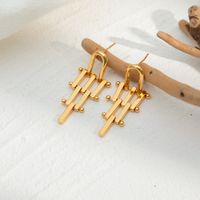 New Plated 14k Real Gold Long Irregular Geometric Copper Earrings main image 2