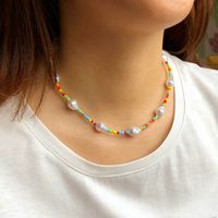 Pastoral Style Colorful Small Rice-shaped Beads Necklace Shaped String Pearl Necklace main image 1