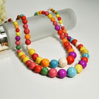 Retro Bohemian Ethnic Style Round Colorful Beads String Necklace Female Jewelry Wholesale main image 5