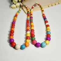 Retro Bohemian Ethnic Style Round Colorful Beads String Necklace Female Jewelry Wholesale main image 4