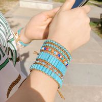 Fashion Winding Multi-layer Strap Handmade Turquoise Beaded Jewelry Bracelets  Wholesale main image 4
