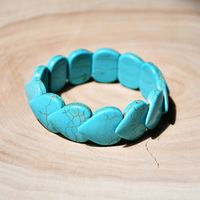 New Wide Elastic String Turquoise Bracelet Retro Heart Geometric Bracelet sku image 4