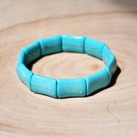 New Wide Elastic String Turquoise Bracelet Retro Heart Geometric Bracelet sku image 1