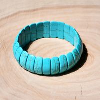 New Wide Elastic String Turquoise Bracelet Retro Heart Geometric Bracelet sku image 6