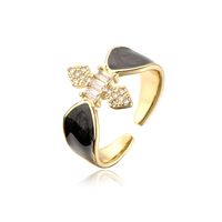 New Style Copper Plating 18k Gold Micro Inlaid Zircon Dripping Oil Geometric Open Ring sku image 1