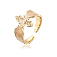 New Style Copper Plating 18k Gold Micro Inlaid Zircon Dripping Oil Geometric Open Ring sku image 2