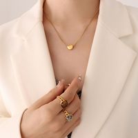 Fashion Simple Three-dimensional Heart Pendant Gold Plated  Clavicle Chain Titanium Steel Necklace sku image 1