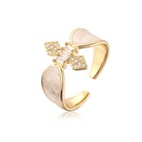 New Style Copper Plating 18k Gold Micro Inlaid Zircon Dripping Oil Geometric Open Ring sku image 3